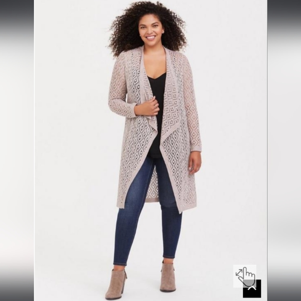 Torrid Pointellle Drape Front Sweater